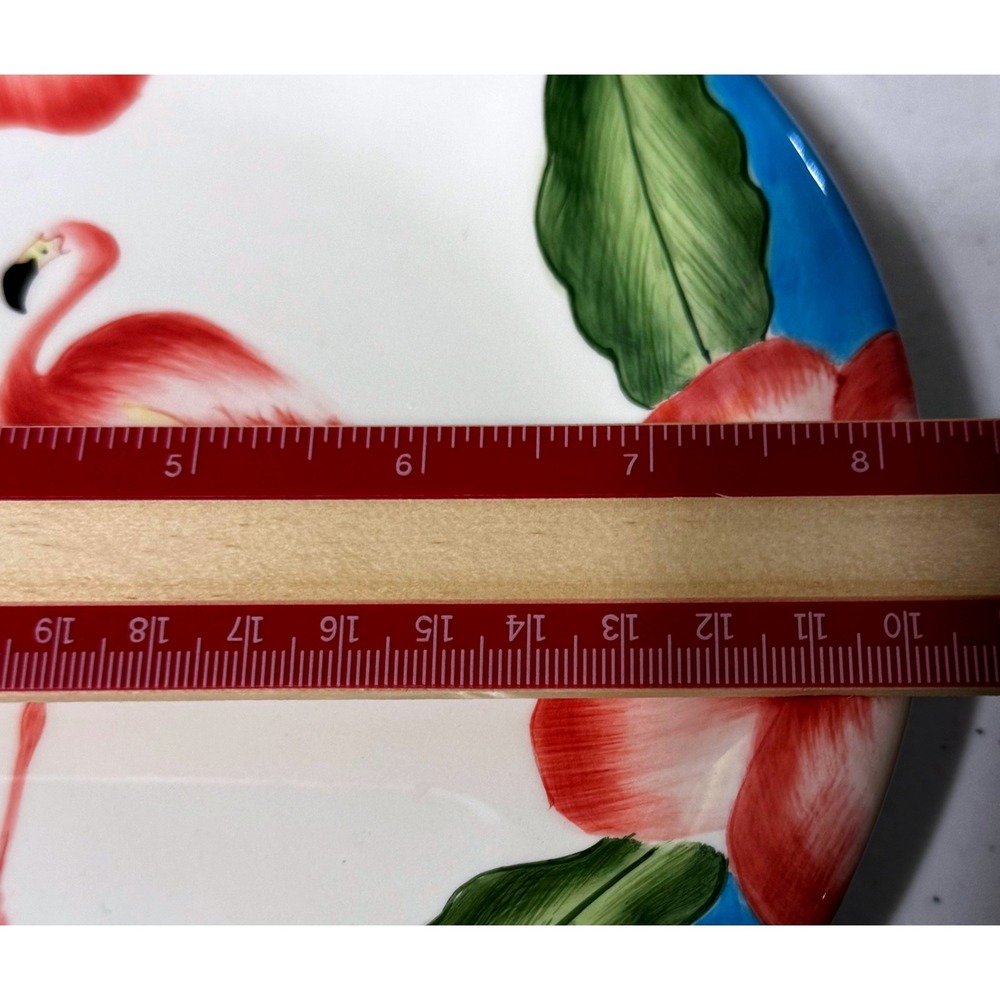 J. Willfred Leslie Sattler South Beach Flamingo Hibiscus Plates Set of 2 8.25" - Picture 4 of 5
